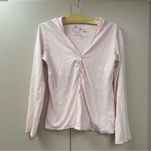 Naturally Organic World pink hooded Henley Y2K 100% organic cotton size Medium